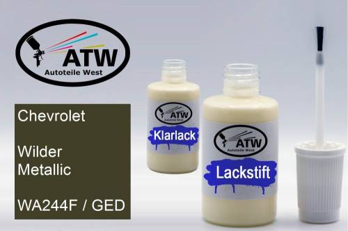 Chevrolet, Wilder Metallic, WA244F / GED: 20ml Lackstift + 20ml Klarlack - Set, von ATW Autoteile West.